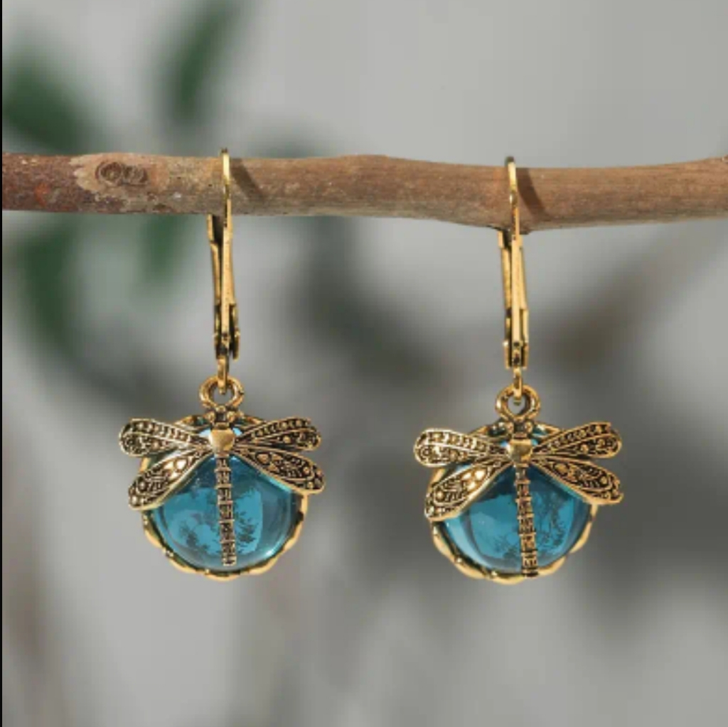 Dragonfly Moon Stone Earrings